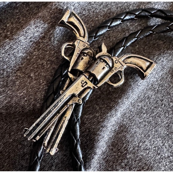 Western Express Other - Western Express Revolver Bolo Tie Silver Tone Cowboy Rodeo Gun Country